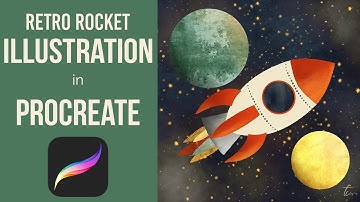 PROCREATE 5X Tutorial for Beginners | RETRO ROCKET ILLUSTRATION | Learn iPad Digital Illustration