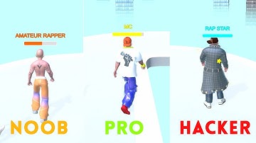 Noob vs Pro vs Hacker - Rapper Run All Levels Gameplay (IOS, Android)
