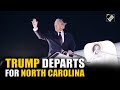 US President Donald Trump departs the White House en route to North Carolina