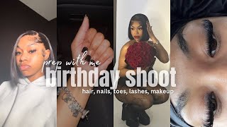 VLOG: 20th birthday photoshoot | hair, nails, toes, lashes, makeup, behind the scenes