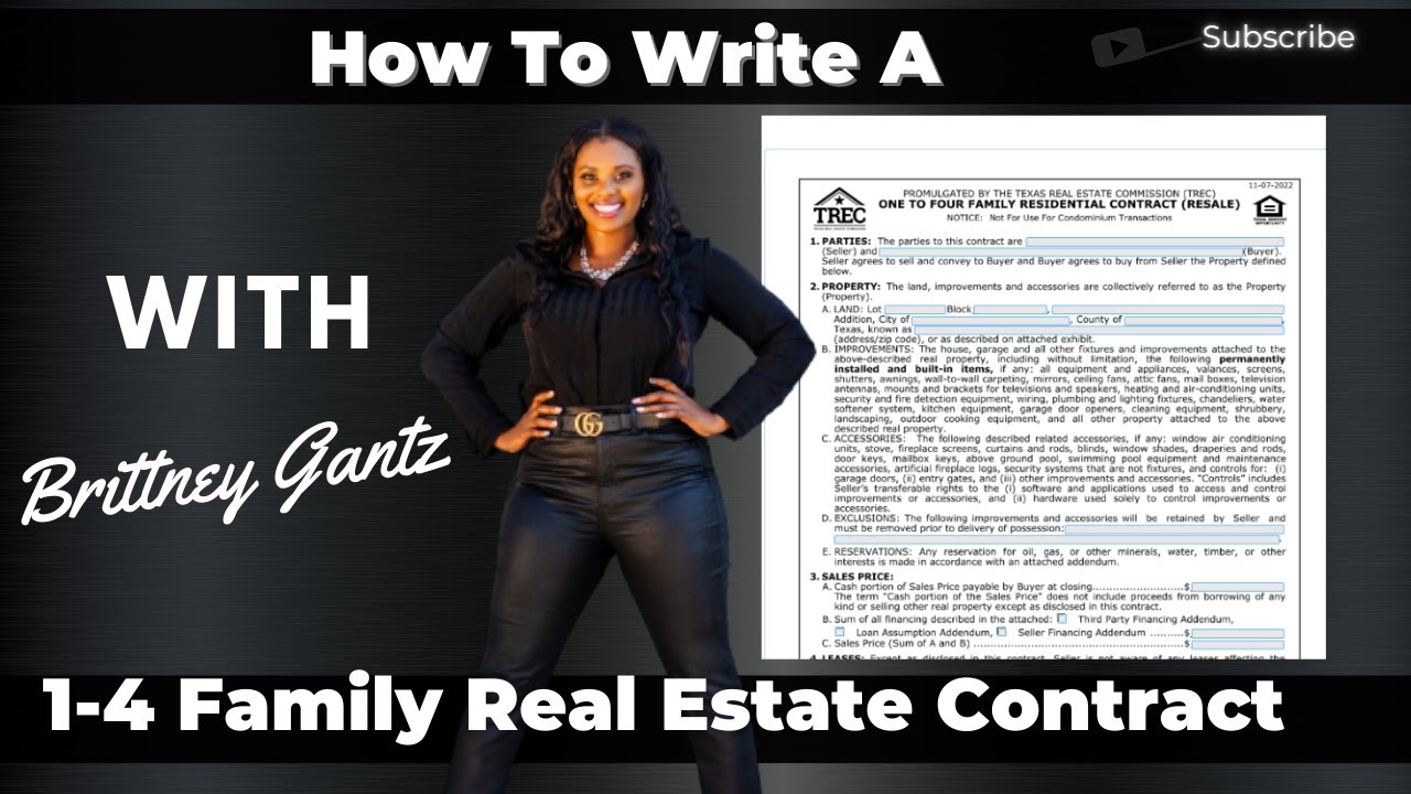 How to write a TREC real estate one to four family contract Offers on