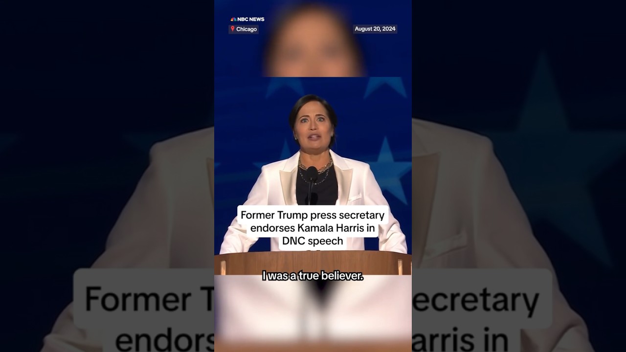 Former Trump press secretary endorses Kamala Harris in DNC speech Former Trump press secretary endorses Kamala Harris in DNC speech
