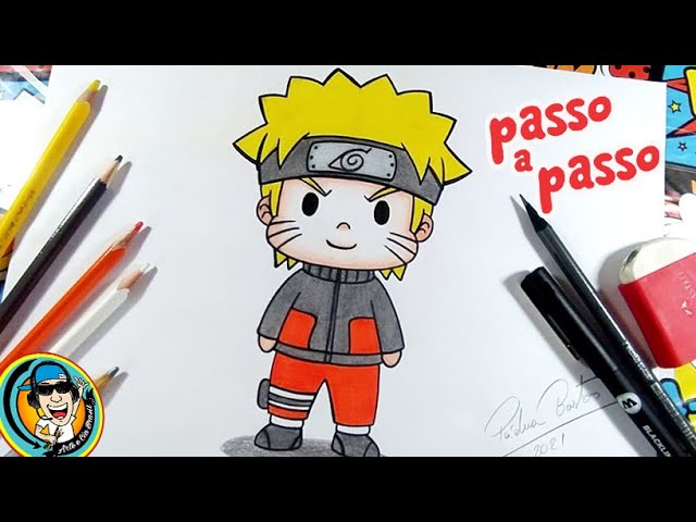 COMO DESENHAR O NARUTO COM A TÉCNICA DO DESENHO ESPELHADO - PASSO A PASSO 