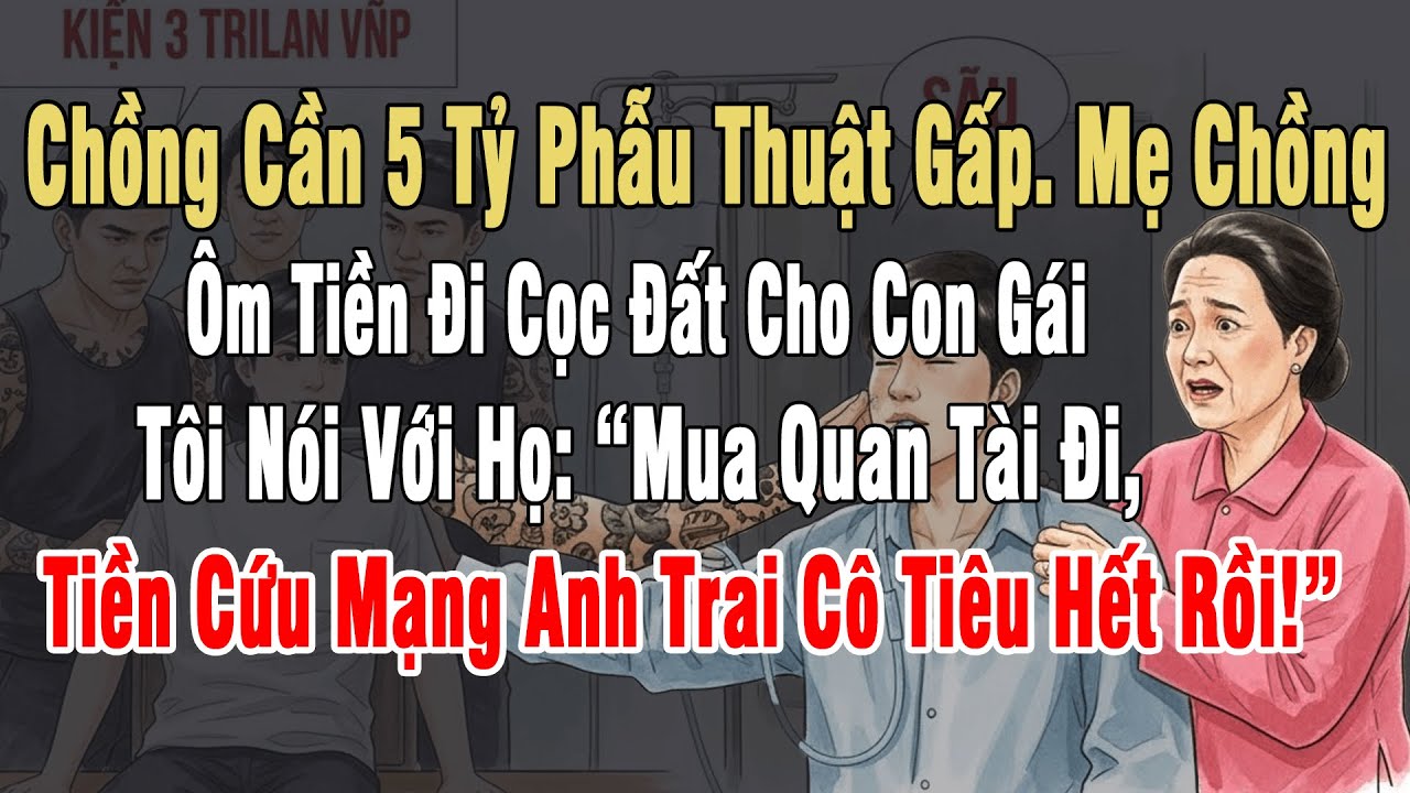 Chồng Bệnh Cần 5 Tỷ Phẫu Thuật Gấp. Mẹ Chồng Ôm Tiền Đi Cọc Đất. Tôi Nói Với Họ: 