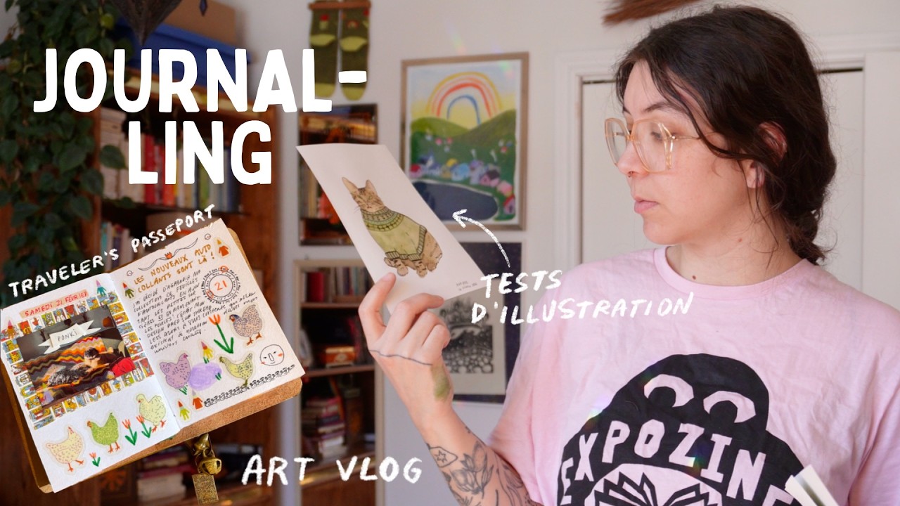 journal with me + illustrer un chat dans les bois ✹ cozy art vlog
