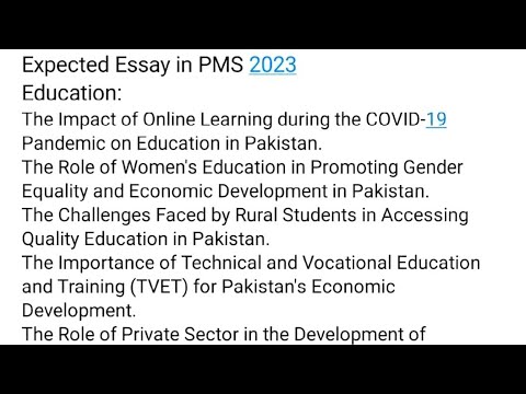 expected essays for pms 2022