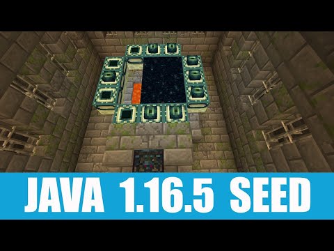 Minecraft Java 1.16.5 Seed: Naturally generated end portal with eight active eyes not far from spawn