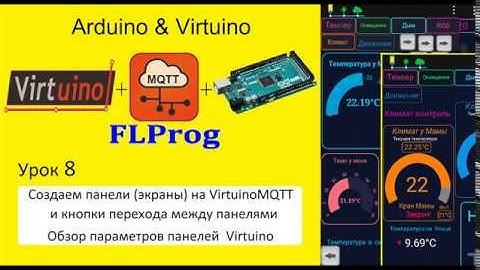 Arduino Virtuino FLPROG. Урок 8 Создание панелей (экранов) на  VirtuinoMQTT. Кнопки перехода панелей
