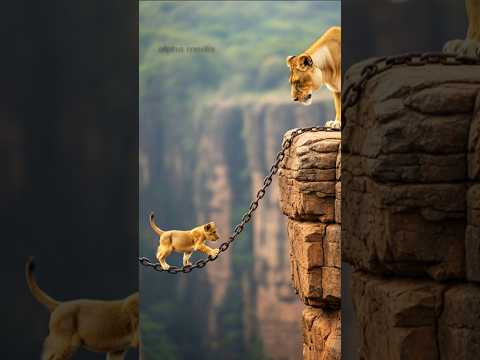 Heroic Chimpanzee Saves A Fallen Lion Cub From Cliff! #animals #humanity #wildlife #rescue