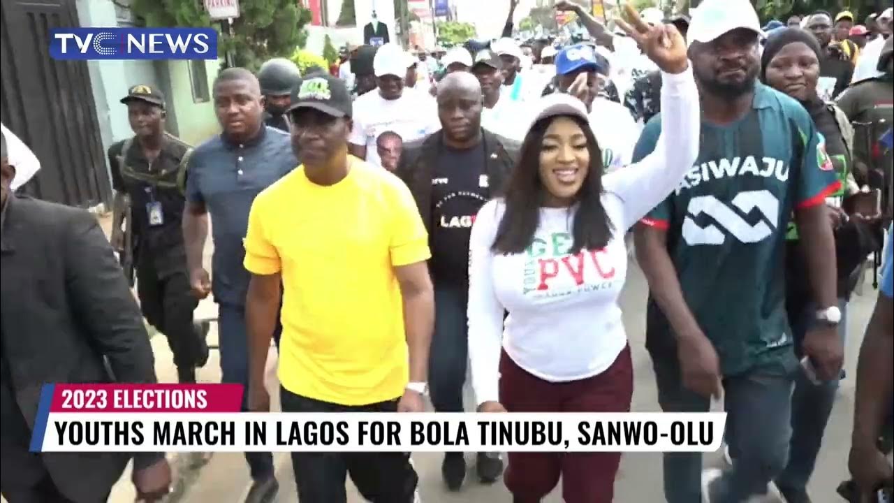 VIDEO: Seyi Tinubu Leads Youths March in Lagos for Tinubu, Sanwo-Olu