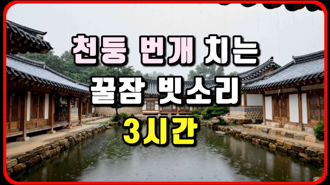 [번쩍임 실감] 10분 만에 기절잠 asmr ⚡️⛈️ | 연못 위로 쏟아지는 한옥 천둥 번개 빗소리 🌧    