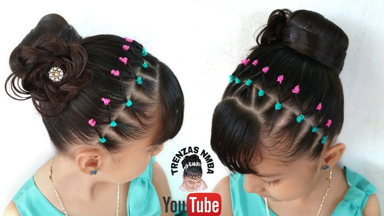 PEINADO CHONGO CON FLOR PARA NIÑAS| PEINADO PARA GRADUACIÓN| TRENZAS NMBA -  YouTube