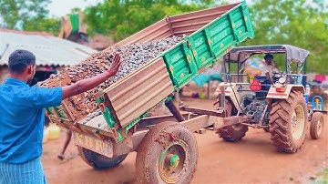 JCB 3DX Backhoe Loading Stone in Tractors | Swaraj 744 FE | Massey Ferguson 241 DI