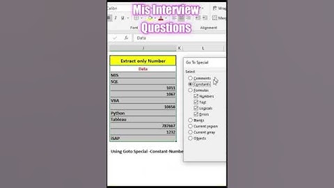Extract only Numbers from a List using Go To Special in Excel #excelshorts