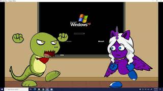 Queen Opaline Puts A Windows Xp Sign On The Chalkboardgrounded