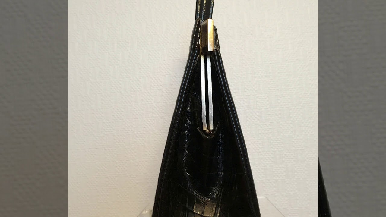 Sac à Main Vintage En Véritable Alligator/crocodile - Cuir Exotique Marron, Occasion