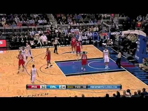 Jameer Nelson trick shot score bouncing the ball from 3 point lane vs Philadelphia 76ers