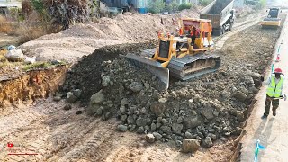 Excellent First Substrate​ Of Building Foundation Road New Installation With KOMATSU Bulldozer Truck