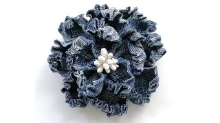 Объемный джинсовый цветок. Мастер-класс | Volumetric jeans flower. DIY | Jeans volumétricos flor.