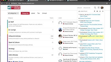 Ultiworld Forums: How To Navigate The Forums