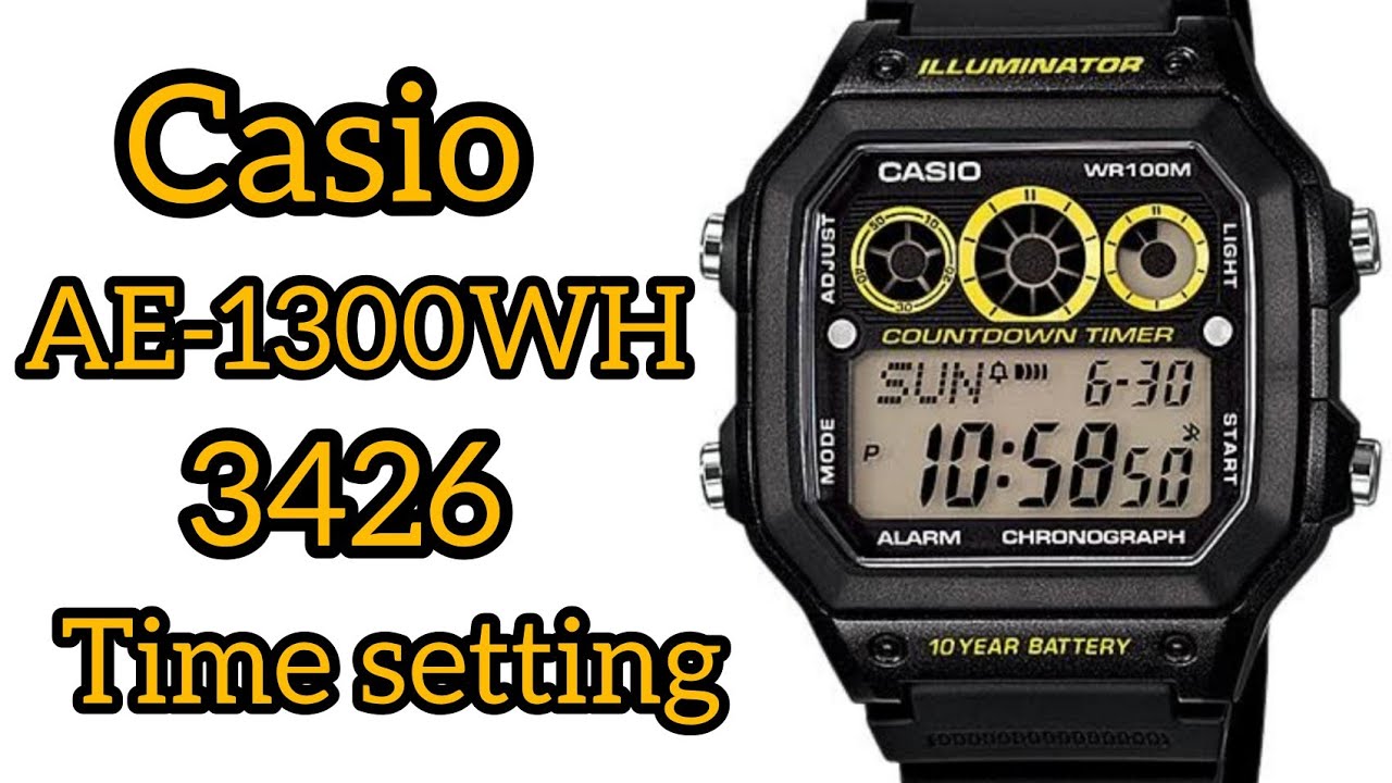 How to set time on Casio AE-1300WH TIME SETTING #watchservicebd #casio ...