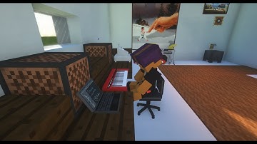 Talented dude makes a beat from scratch then jumps in the pool meme, but in minecraft