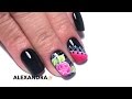 Unhas decoradas flor carga dupla matizada e babadinho