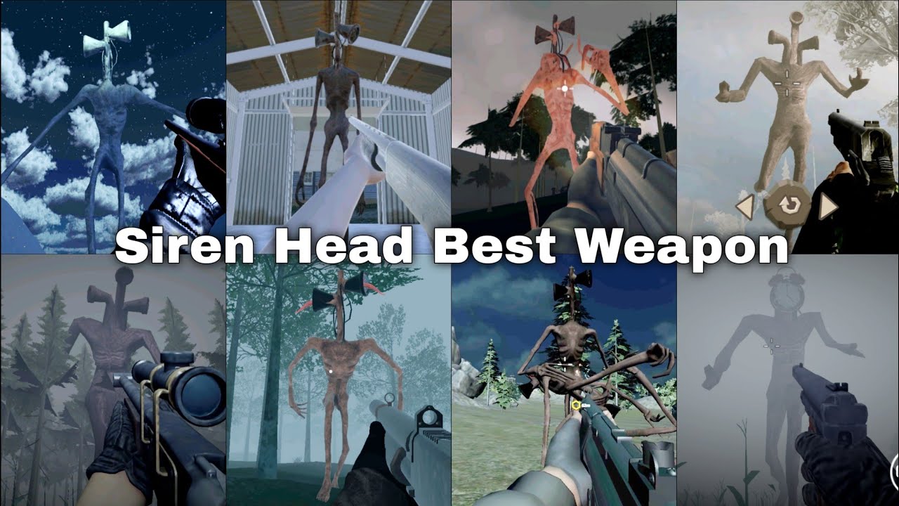 siren head vs sniper rifle, shotgun, assault rifle, pistol