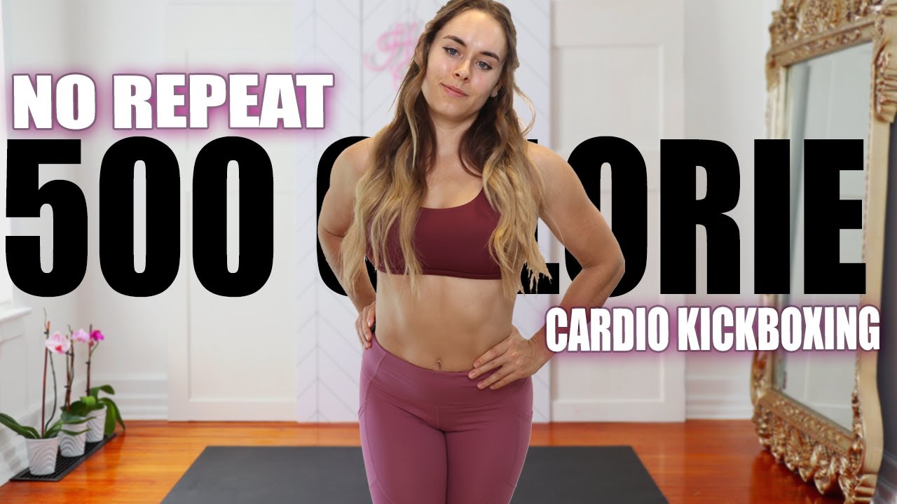 500 CALORIES in 30 MIN: FULL BODY FAT BURN CARDIO KICKBOXING Workout No Repeats/Low Impact HIIT