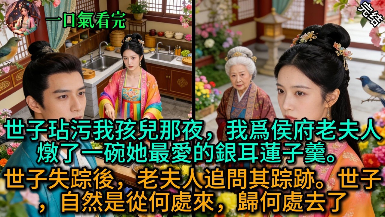 【原創已完結】世子玷污我孩兒那夜，我爲侯府老夫人燉了一碗她最愛的銀耳蓮子羹。世子失踪後，老夫人追問其踪跡。世子，自然是從何處來，歸何處去了