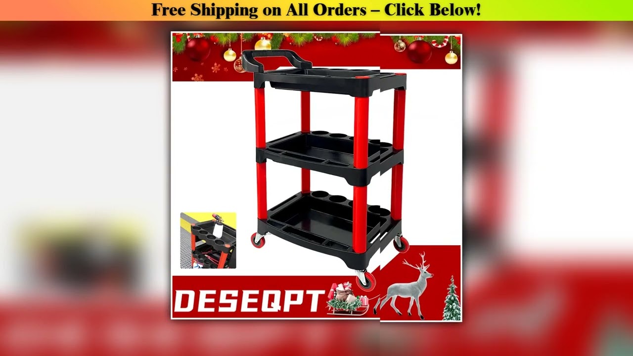 Car Repair and Car Wash Tool Storage Trolley Wheeled Beauty Tool Trolley 3-layer Multifunctional