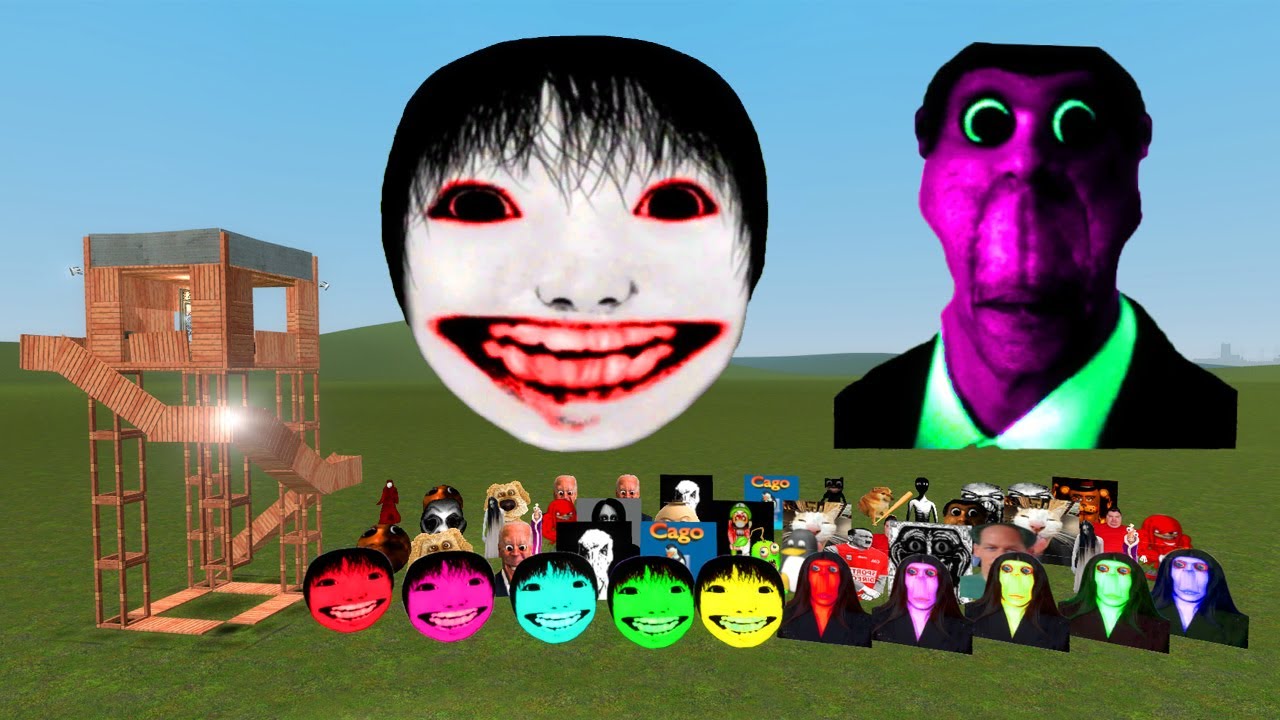 Obunga and Kuchisake Nextbots With Family Vs House | Garry's Mod