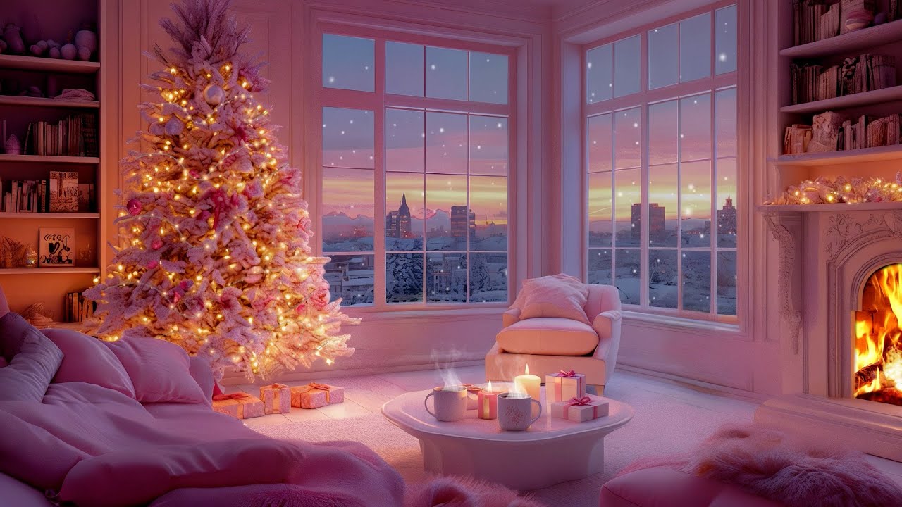 Warm Holiday Ambience to Relax & Unwind 🎄 Cozy Christmas Room with Fireplace & Candlelight