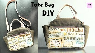 DIY Tote Bag With Zipper And Pockets | DIY Tote Bag Tutorial