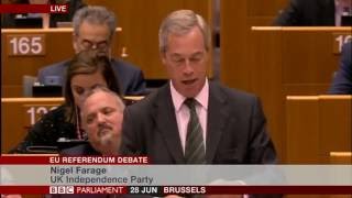 Nigel Farage in EuroParl on Brexit, MEPs not laughing now!