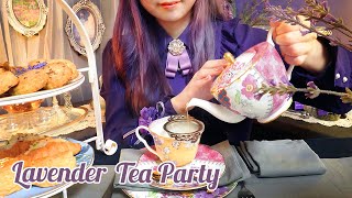 ASMR Romantic Lavender Tea Party️ milk tea, scones, sandwiches, cookies, blending tea