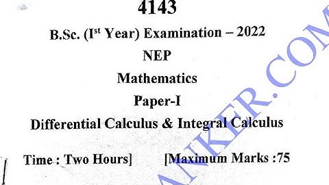 Allahabad State University BSc First Year Mathematics Differential Calculus,  Integral Calculus 2022
