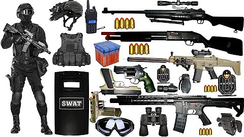 Special Forces Military Toy Gun Set Unboxing, Shotgun, M416, SCAR, 98K AWM, Revolver, Colt 1911 Toys