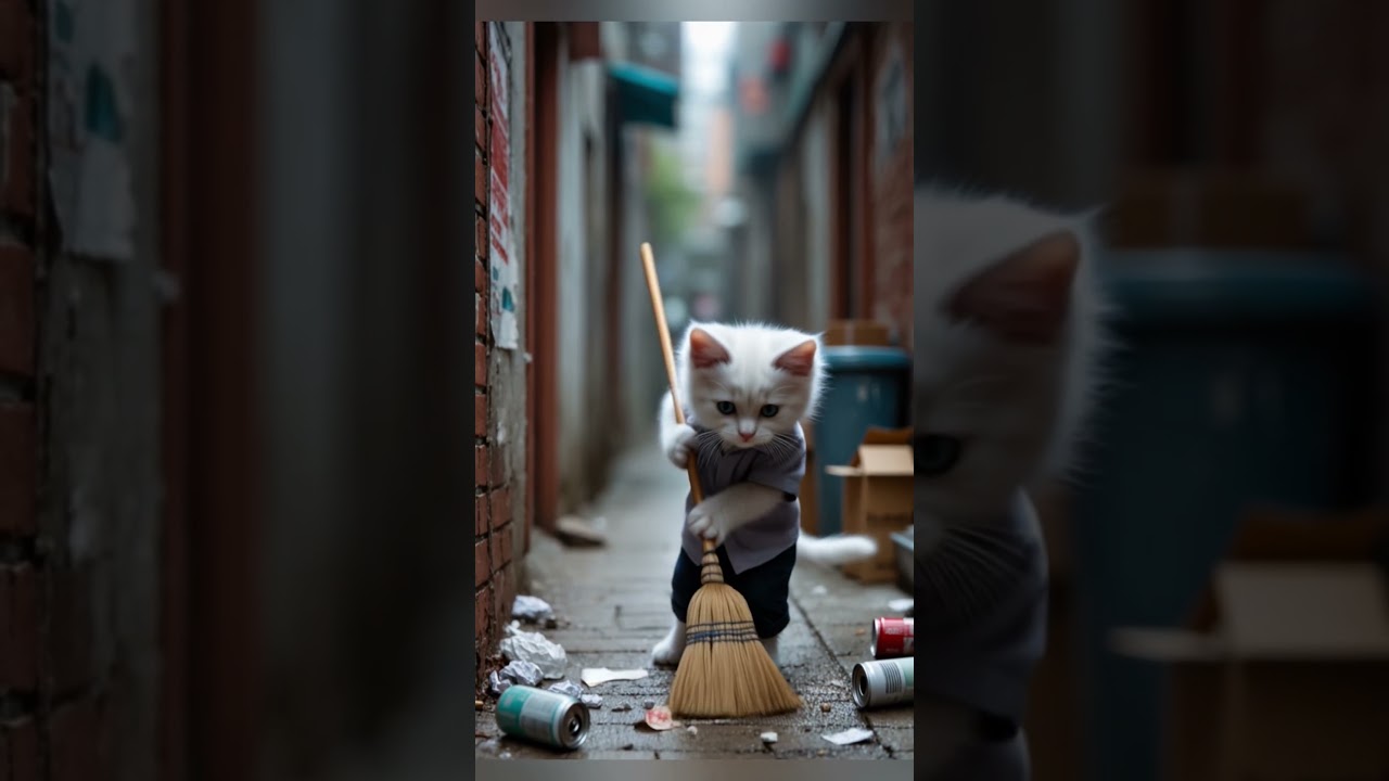 Baby cat cleaning | cat style videos 