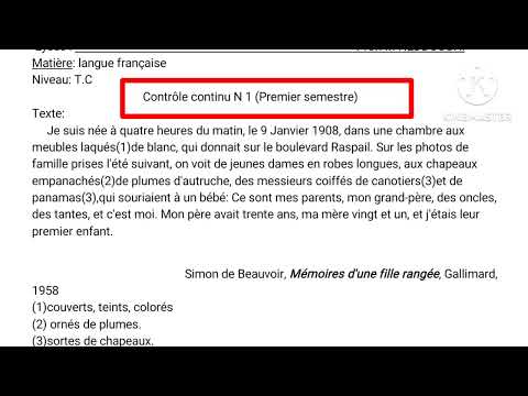 tronc commun contrôle N1 semestre 1 compréhension et langue + la production écrite جدع مشترك