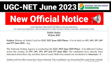 UGC NET 2023 : Admit Card Latest Updates । Ugc Net Subject wise exam date | Nta Ugc Net 2023 । Net