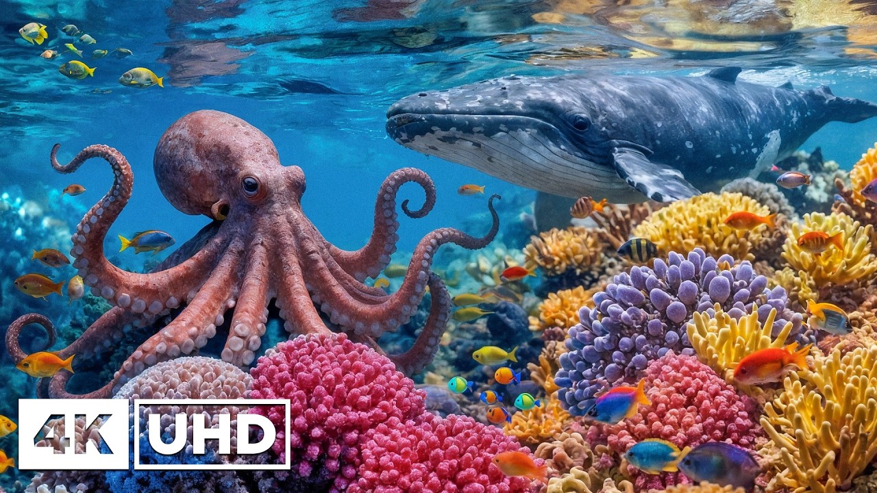 Аквариум 4K Ultra HD - Яркие тропические рыбки плавают в спокойном и расслабляющем аквариуме