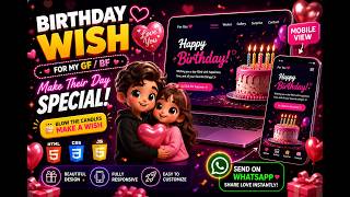 Build a Beautiful Birthday Website | HTML CSS JavaScript Project & Deploy It FREE on GitHub Pages 🎂