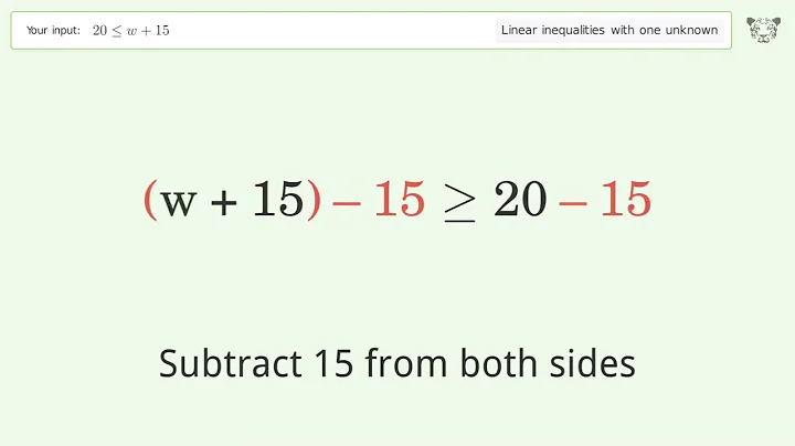 Solving Linear Inequalities: 20 is Smaller Than or Equal to w+15