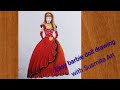 Barbie doll drawing with beautiful dress #doll#easy drawing for kids