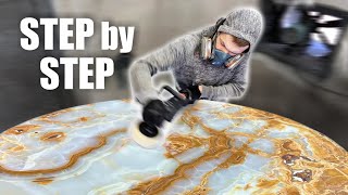 Famous Restoration of Onyx Table Countertop | How to Restore a Marble Countertop step by step Wealth