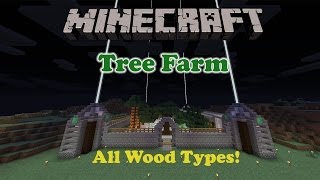 How to make a Tree Farm in Minecraft: Harvest All Tree Types - Sapling Auto Collector