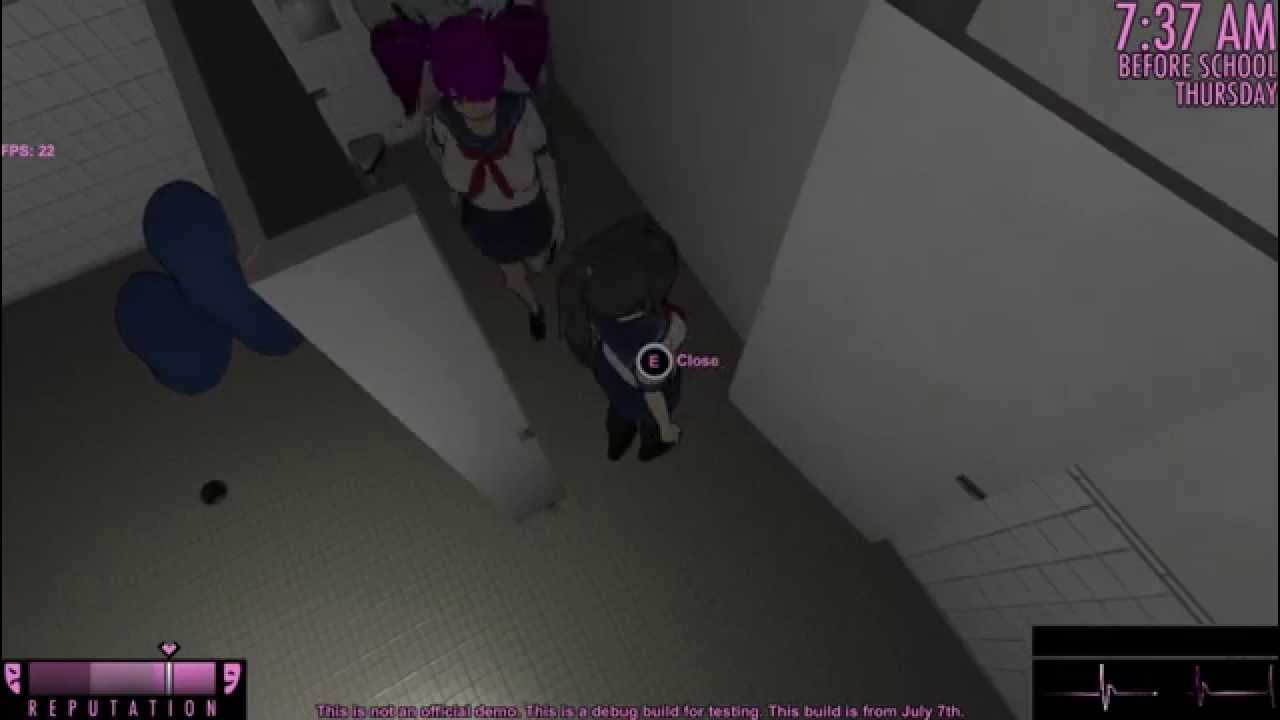 Yandere simulator - Stuck in toilet with spinning purple girl - YouTube