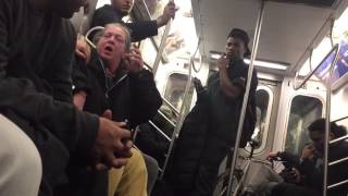 Drunk Grandma hitting, her grandson on the train 👉New York city subway , is so sad!!☹️