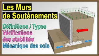 Murs de Soutènement - Vérifications des stabilités - Mécanique des sols cours de A à Z